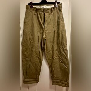 Uniqlo Olive-Tan Men's Barrel Leg Chino Pants